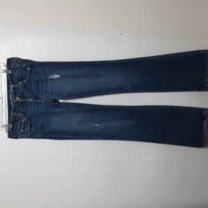 American Eagle Low Waist Women's 4 Long Favorite Flare Boyfriend Distressed Jean